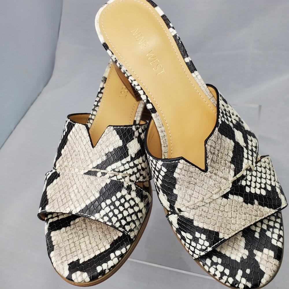 Nine West  Andre Snakeskin Slide Sandals Sz m7